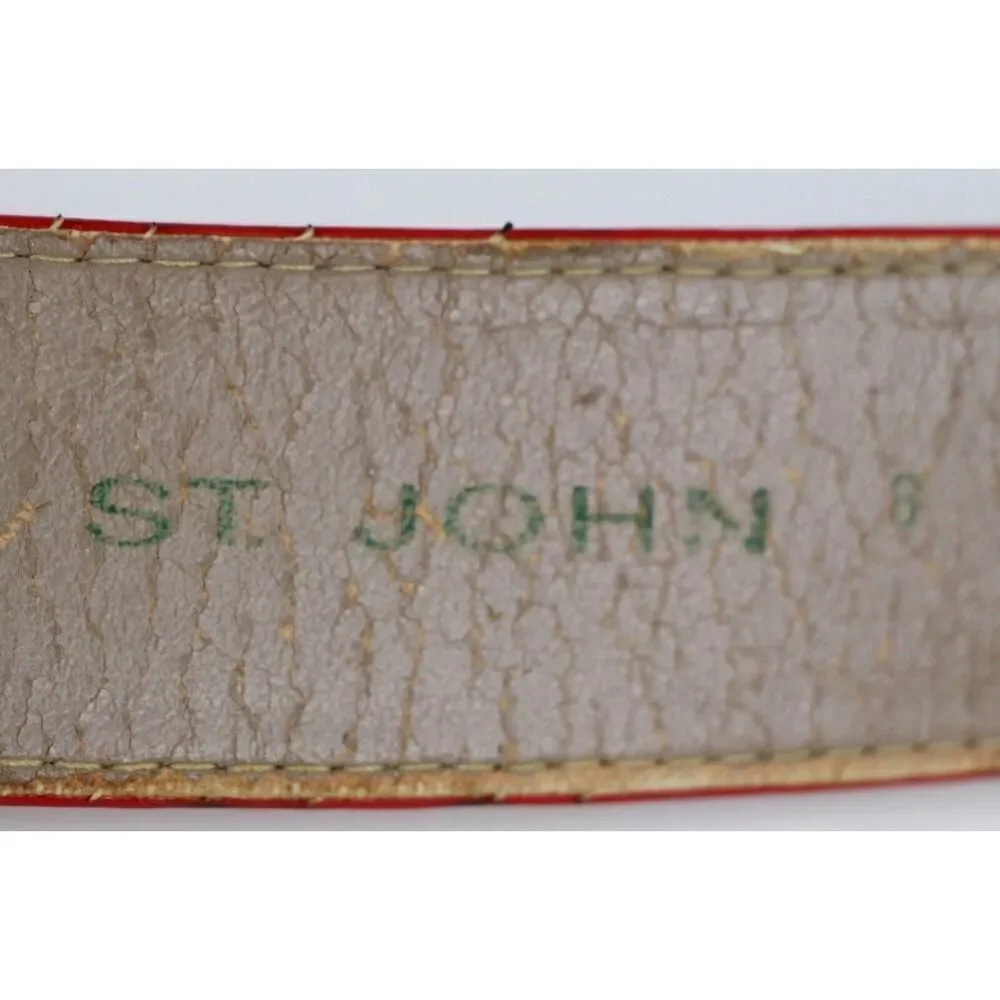 VTG ST. JOHN RED GENUINE LEATHER 1.5